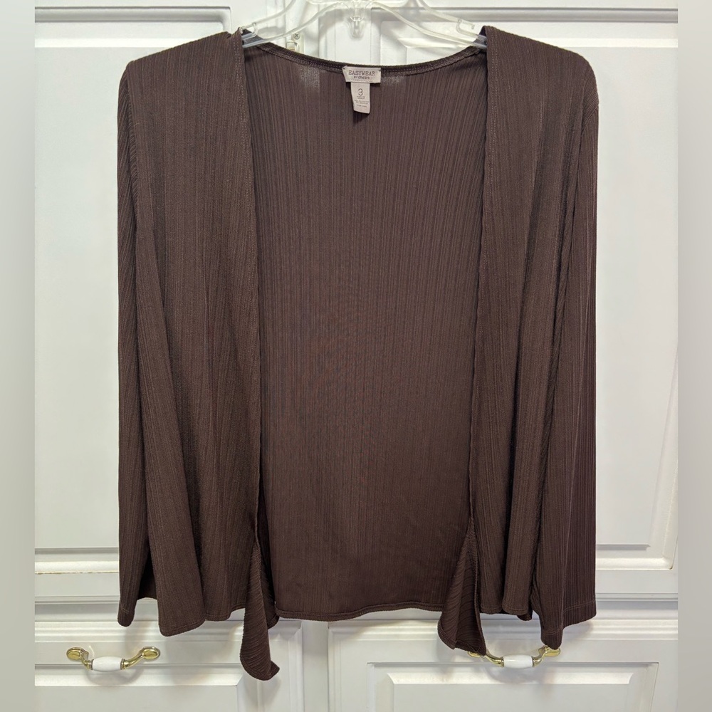 Chico’s Easywear Brown Ribbed Open Tie Front Cardigan Women Size XL Chico’s 3